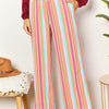 Striped Smocked Waist Pants with Pockets - Multicolor