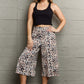 NINEXIS Leopard High Waist Flowy Wide Leg Pants with Pockets at Bella Road