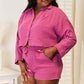 BASIC BAE Buttoned Long Sleeve Top and Shorts Set at Bella Road