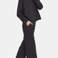 Stylish model in black round neck raglan sleeve top and elastic waist pants, perfect for casual outings and lounging.