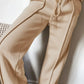 Beige Bella Road Zip Up Long Sleeve Top and Pants Set with Drawstring, showcasing comfortable and trendy fashion style.