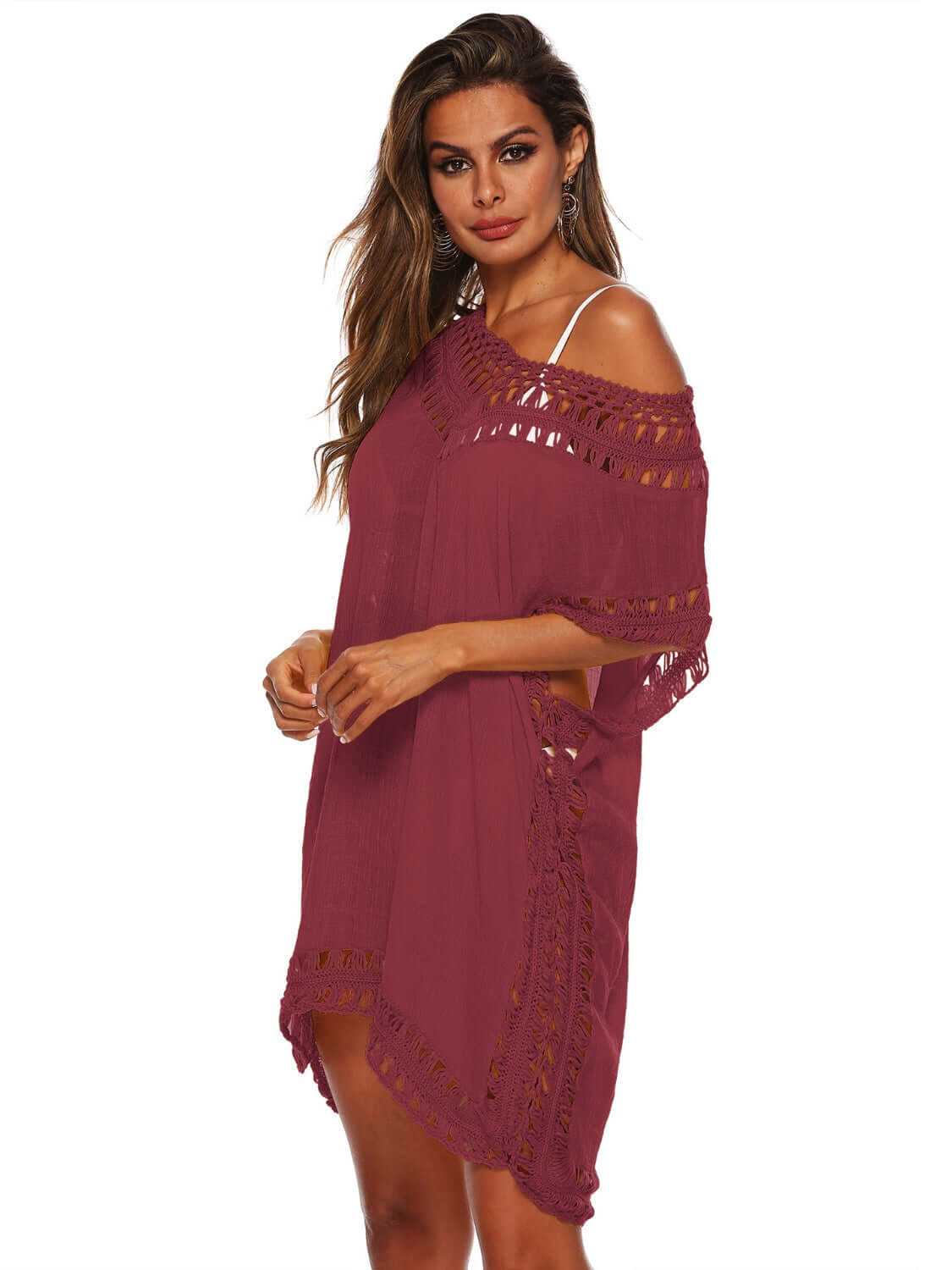 BELLA ROAD Cutout V-Neck Short Sleeve Cover-Up at Bella Road