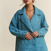 J.NNA Tweed Double-Breasted Long Sleeve Coat - Emerald Sea