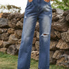 Bella Road Distressed Jeans with Pockets - Navy