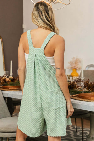 BIBI Textured Sleeveless Wide Leg Romper at Bella Road