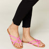 Crisscross PU Leather Open Toe Sandals - HOT PINK