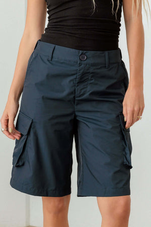 TASHA APPAREL Navy Cargo Bermuda Shorts at Bella Road