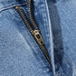 Close-up of Bella Road Raw Hem Wide Leg Jeans with Pockets showing zipper and button details.