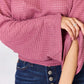 CULTURE CODE Full Size Waffle-Knit Round Neck Long Sleeve Blouse at Bella Road