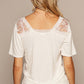 POL V-Neck Short Sleeve Lace Trim Top at Bella Road