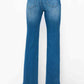 Back view of bytos Cat's Whiskers High Rise Straight Jeans showcasing the flattering fit and unique fading.