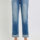 High Rise Crop Straight Roll Up Jeans with Casual Charm