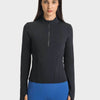 Millennia Half Zip Thumbhole Sleeve Sports Top - Black