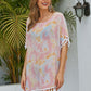 Full Size Tassel Scoop Neck Half Sleeve Cover Up