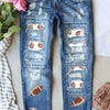 Distressed Football Straight Jeans - Medium