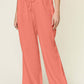 DOUBLE TAKE Full Size Texture Drawstring Wide Leg Pants at Bella Road