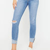 Kancan Distressed Cat's Whiskers Button Fly Jeans - LIGHT