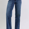 Judy Blue Full Size Raw Hem Mid Rise Jeans - Dark