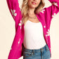 Full Size Daisy Floral Button Down Long Sleeve Cardigan