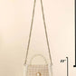 FAME Pearly Trim Woven Handbag at Bella Road