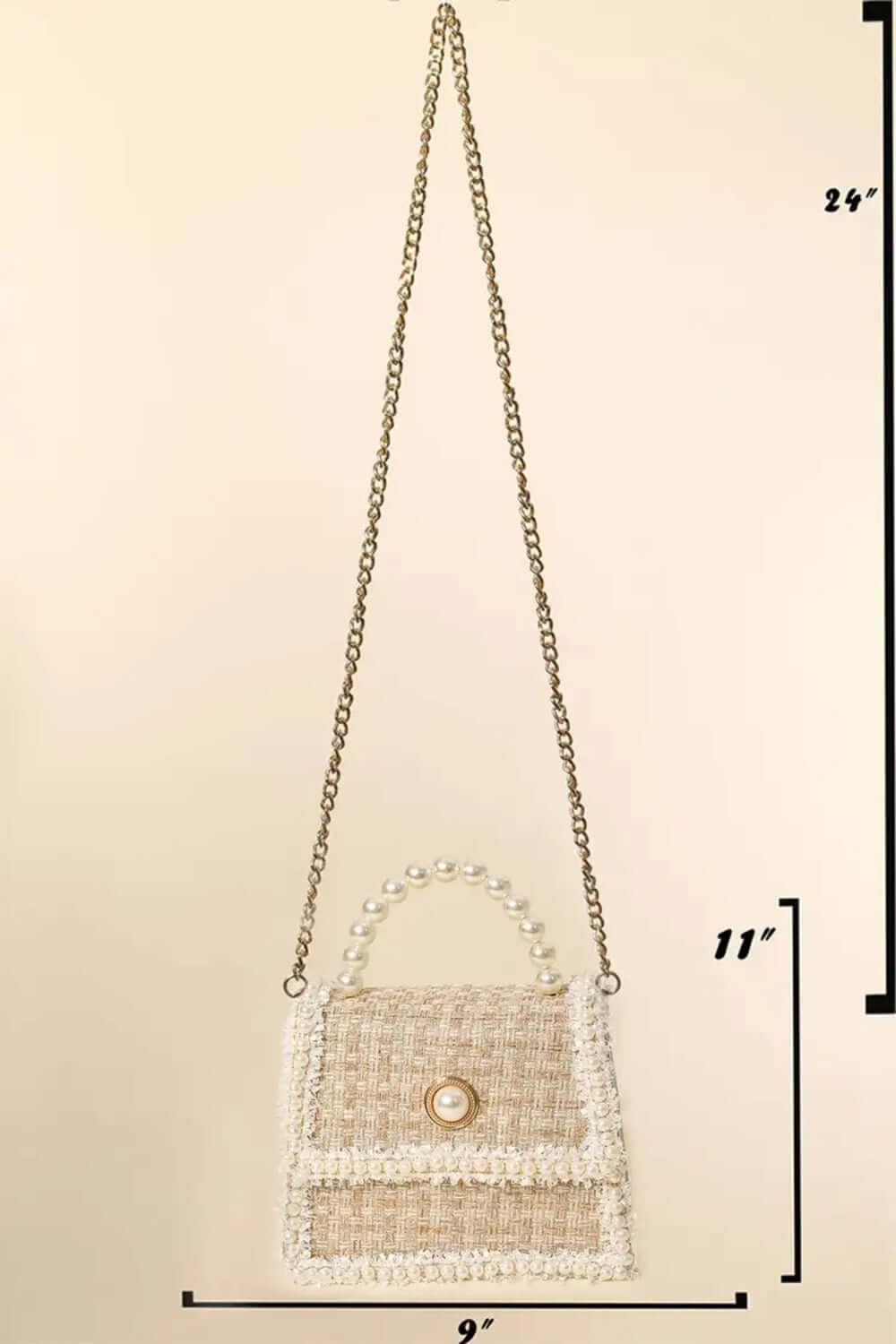 FAME Pearly Trim Woven Handbag at Bella Road