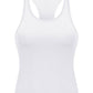 Millennia Round Neck Racerback Active Tank in white, designed for comfort and mobility during intense workouts.