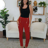 FAM-FAM High Waist Skinny Pants - Deep Red