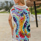 Openwork Printed Round Neck Cover Up