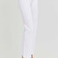 White high-rise tummy control crop jeans with elastic band offering comfort and a modern straight silhouette for everyday style.