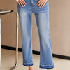 Bella Road Whiskered Wash Raw Hem Cropped Jeans - Medium