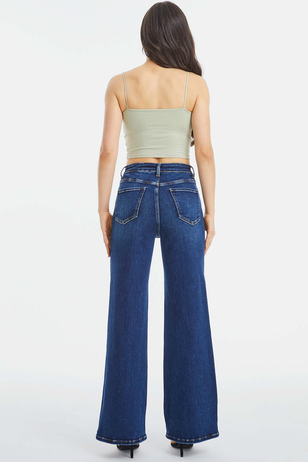 BAYEAS Full Size High Waist Cat's Whisker Wide Leg Jeans at Bella Road