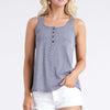 Square Neck Half Button Tank - Heather Gray