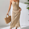 Openwork Scoop Neck Cover-Up Dress - Camel