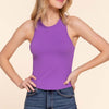 Ribbed Round Neck Racerback Seamless Tank - BrightPurple