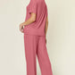 DOUBLE TAKE Full Size Round Neck Short Sleeve T-Shirt and Wide Leg Pants Set at Bella Road