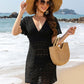 BELLA ROAD Openwork Plunge Short Sleeve Cover-Up Dress at Bella Road