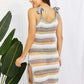 BELLA ROAD Striped Tie Shoulder Split Cover Up Dress at Bella Road