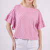 Texture Ruffle Short Sleeve Top | Full Size - Orchid