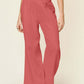 DOUBLE TAKE Full Size Texture Smocked Waist Wide Leg Pants at Bella Road