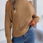 Stylish Bella Road Cable-Knit Turtleneck Sweater with Cold Shoulder Cutouts in Acrylic, Perfect for Cozy, Trendy Fall Fashion