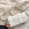 Vegan Leather Woven Crossbody Bag - White