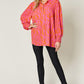 DOUBLE TAKE Full Size Printed Smocked Long Sleeve Blouse at Bella Road