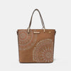 Nicole Lee USA Metallic Stitching Embroidery Inlaid Rhinestone Tote Bag - Brown