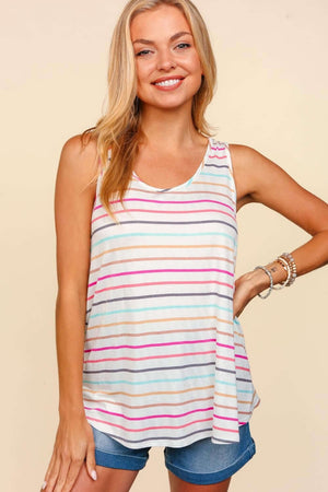 Round Neck Striped Knit Tank