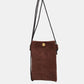 Bella Road Suede Snap Down Crossbody Bag in brown, featuring a snap-down design and crossbody strap for hands-free convenience.