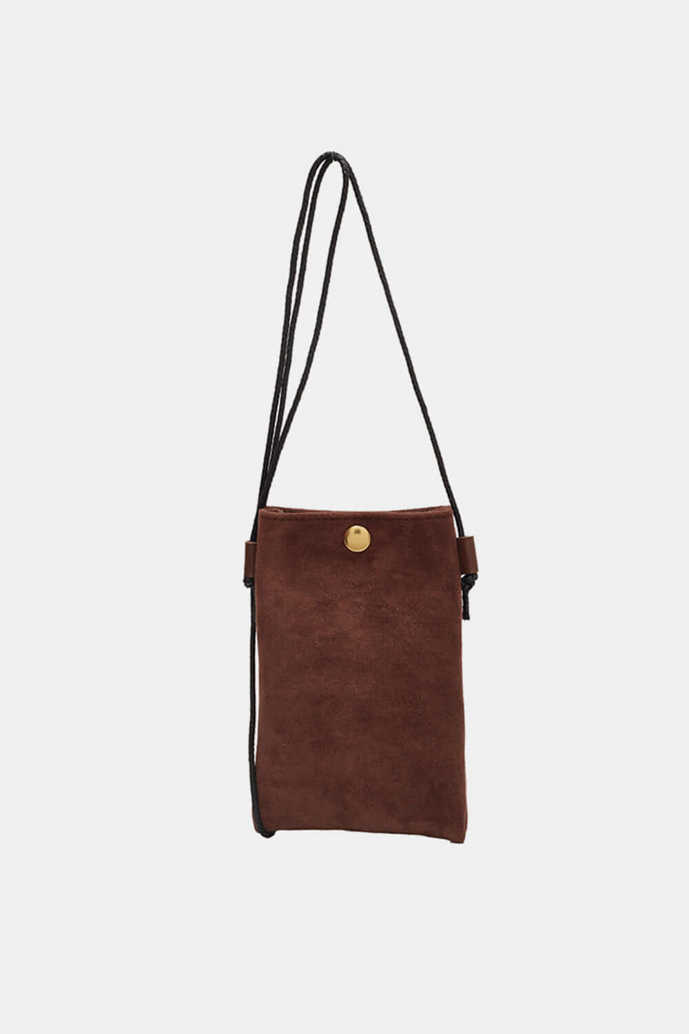 Bella Road Suede Snap Down Crossbody Bag in brown, featuring a snap-down design and crossbody strap for hands-free convenience.