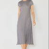 Pleated Cap Sleeve A-Line Dress - Gray