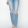 RISEN High Rise Knee Distressed Skinny Jeans - Light