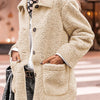 Bella Road Sherpa Pocketed Collared Neck Long Sleeve Jacket - Beige