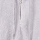 Light gray teddy hoodie featuring a quarter-zip and drawstring details for added comfort and style.